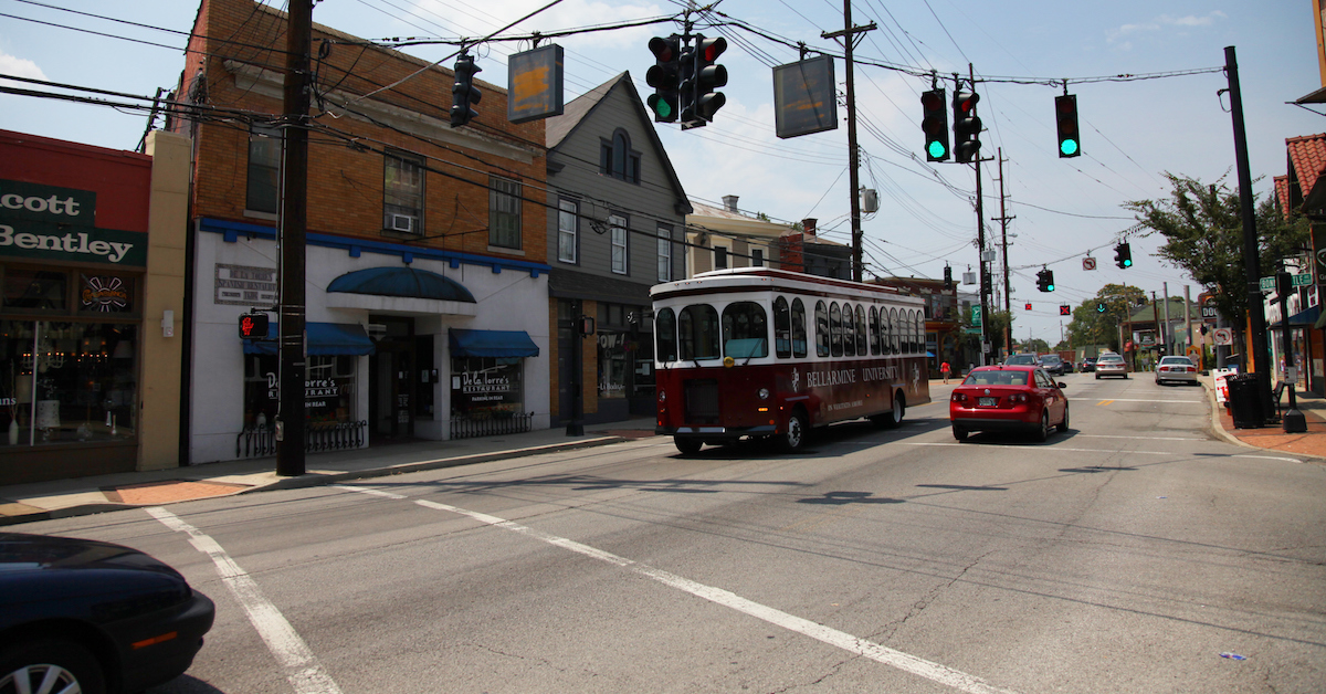 Bellarmine trolley on Bardstown road
