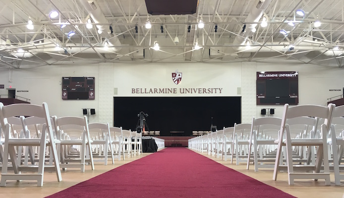 Commencement preparation in Knights Hall