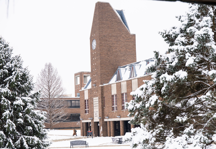 Bellarmine Library in the Snow