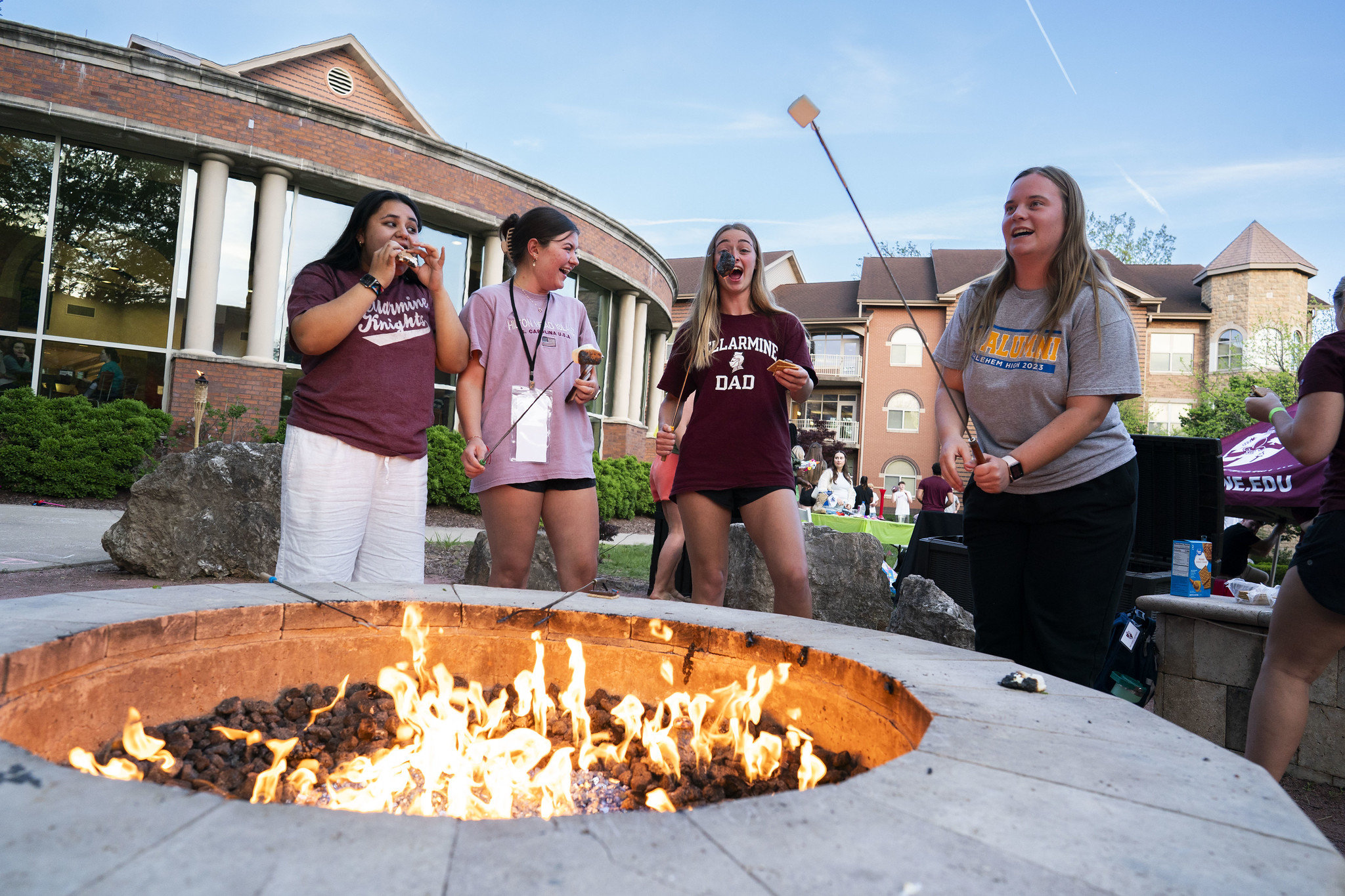 Students by the firepit