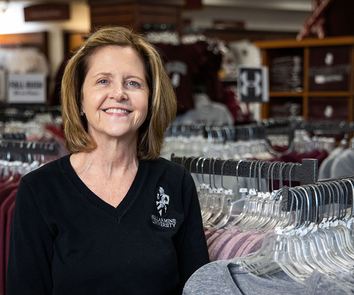 Debbie Fox in the university bookstore