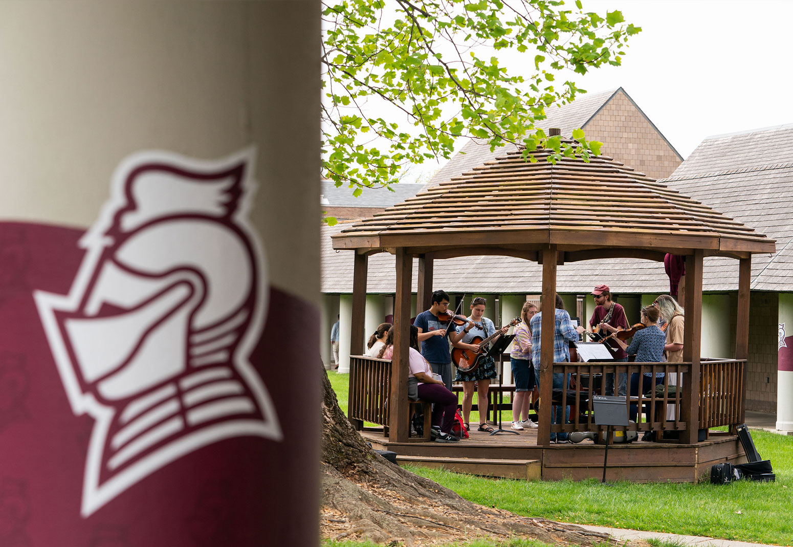 Music students play in the Quad