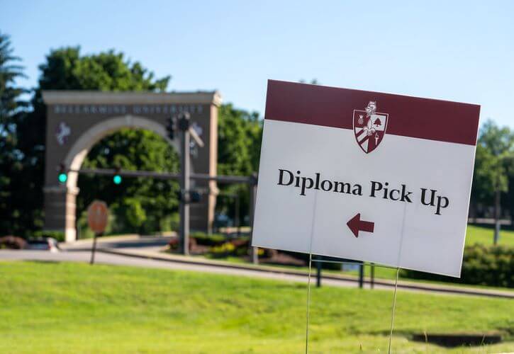 Class of 2020 graduates picked their diplomas up in a drive-through at Allen Hall.