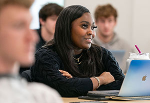 Students sitting in a classroom.