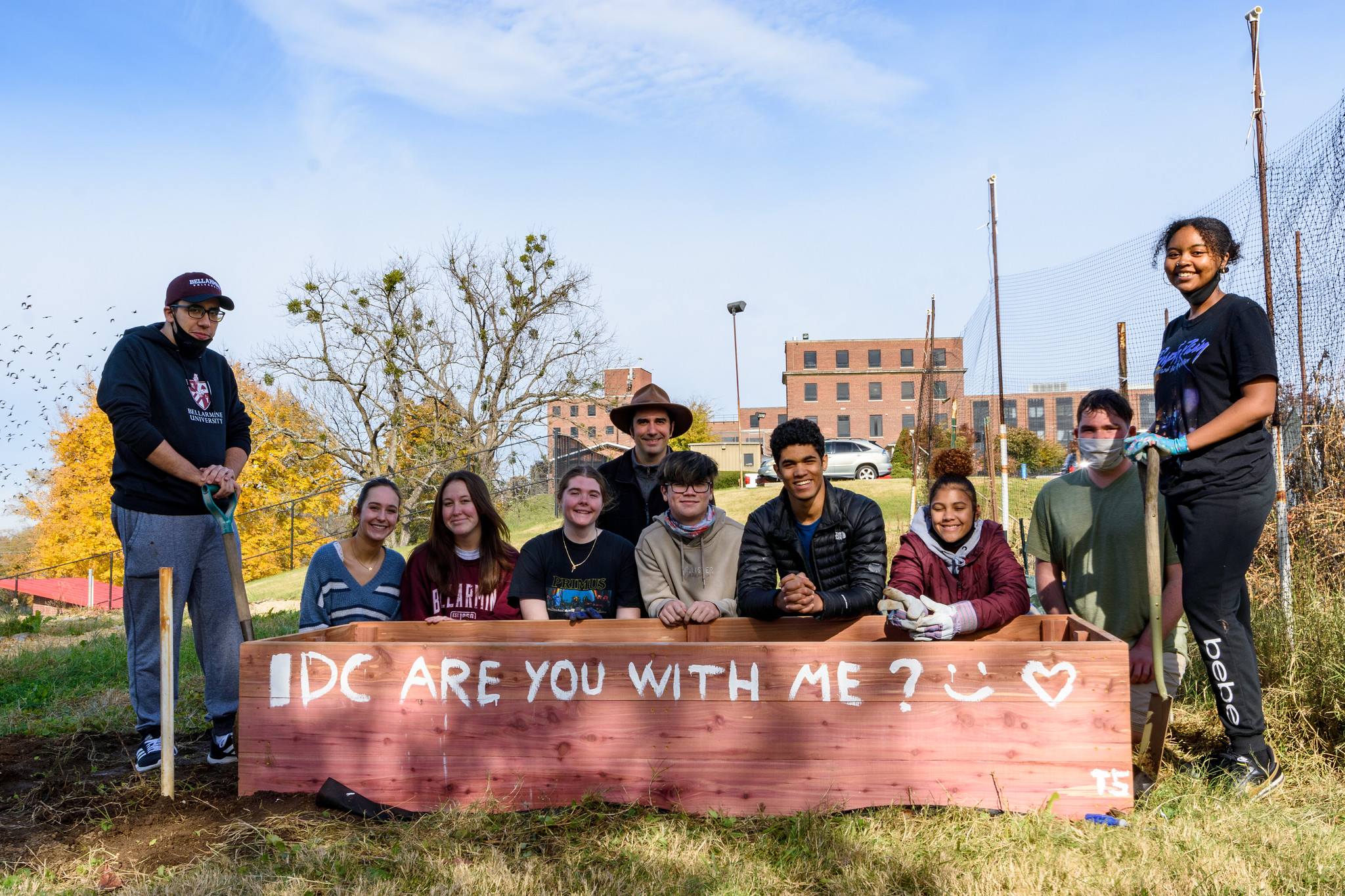 students at the bellarmine farm