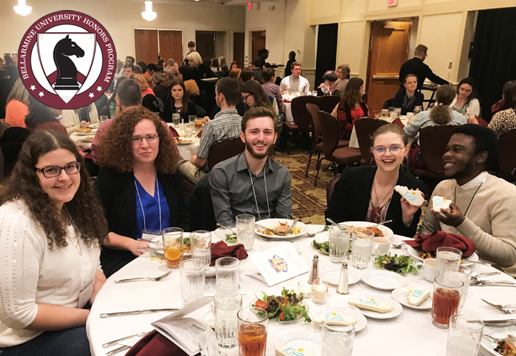 Honors students at dinner