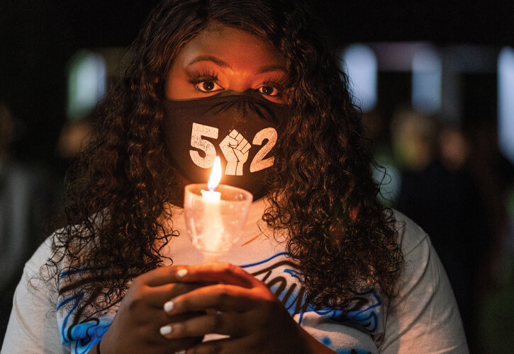 Kelze' Riley, a senior, helped organize a protest held on what would have been Breonna Tyalor's 27th birthday.