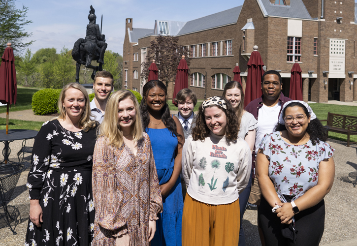 Student leaders pose for a picture in the Quad