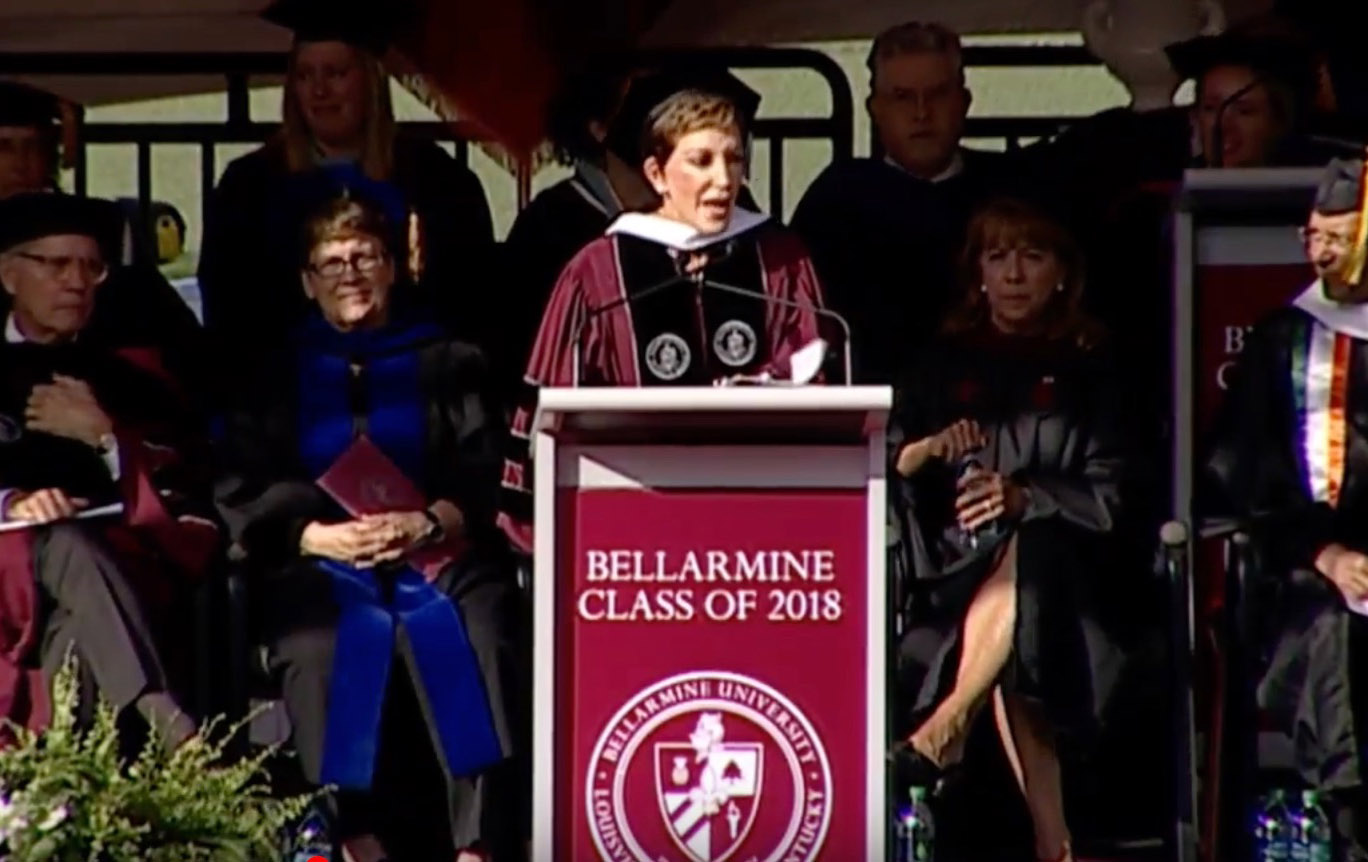 Cameron addressing commencement crowd