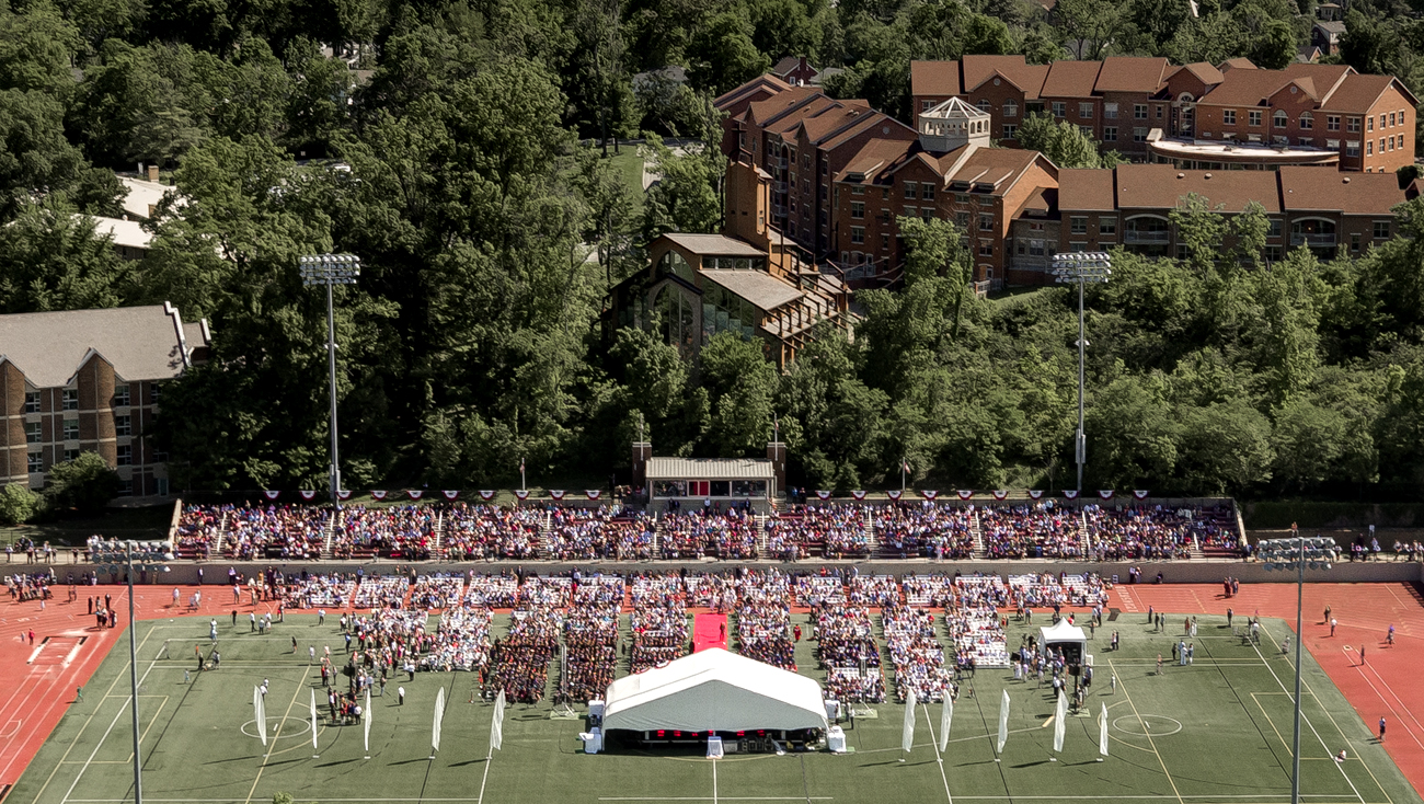 Drone photo of Commencement ceremony