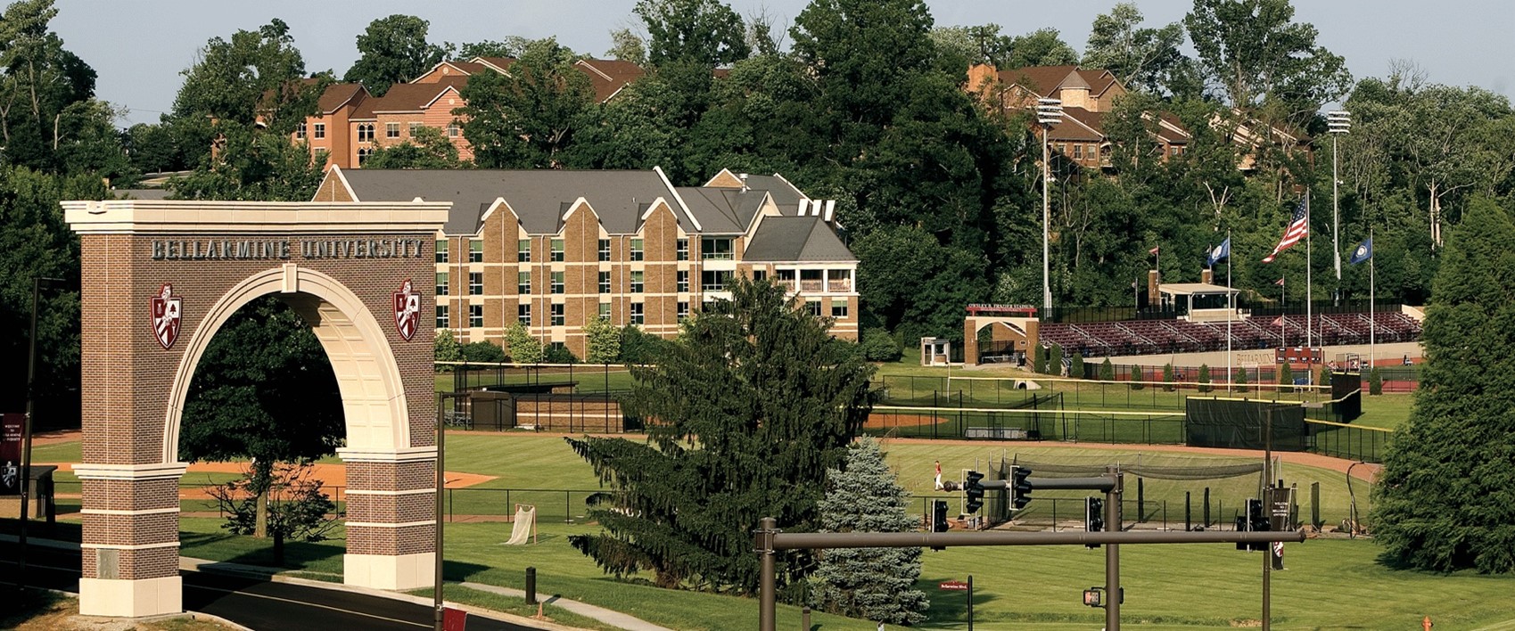 Bellarmine&#39;s gateway arch and athletic fields