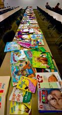 Table full of children's books
