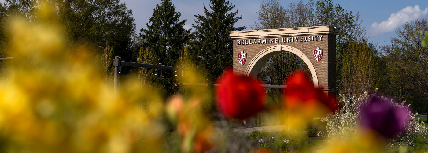 flowers and the Bellarmine Arch