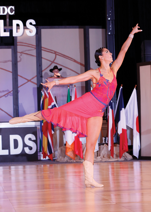 Erin Abell dancing at a competition. 