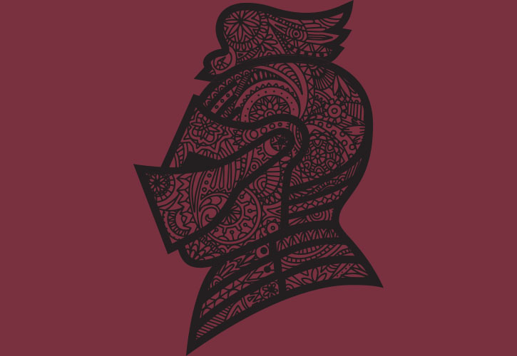 Knight Head on Scarlet background