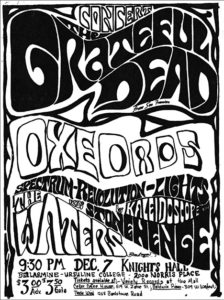 Poster advertising Grateful Dead's performance at Knights Hall.