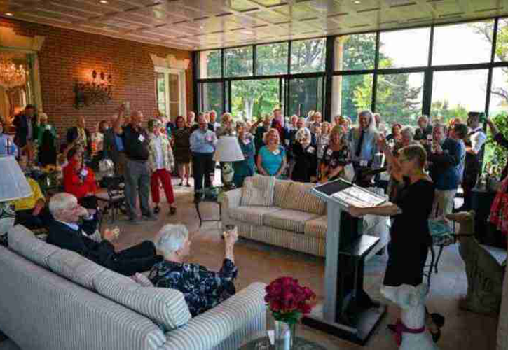 President Susan M. Donovan leads a toast with the Class of 1972.