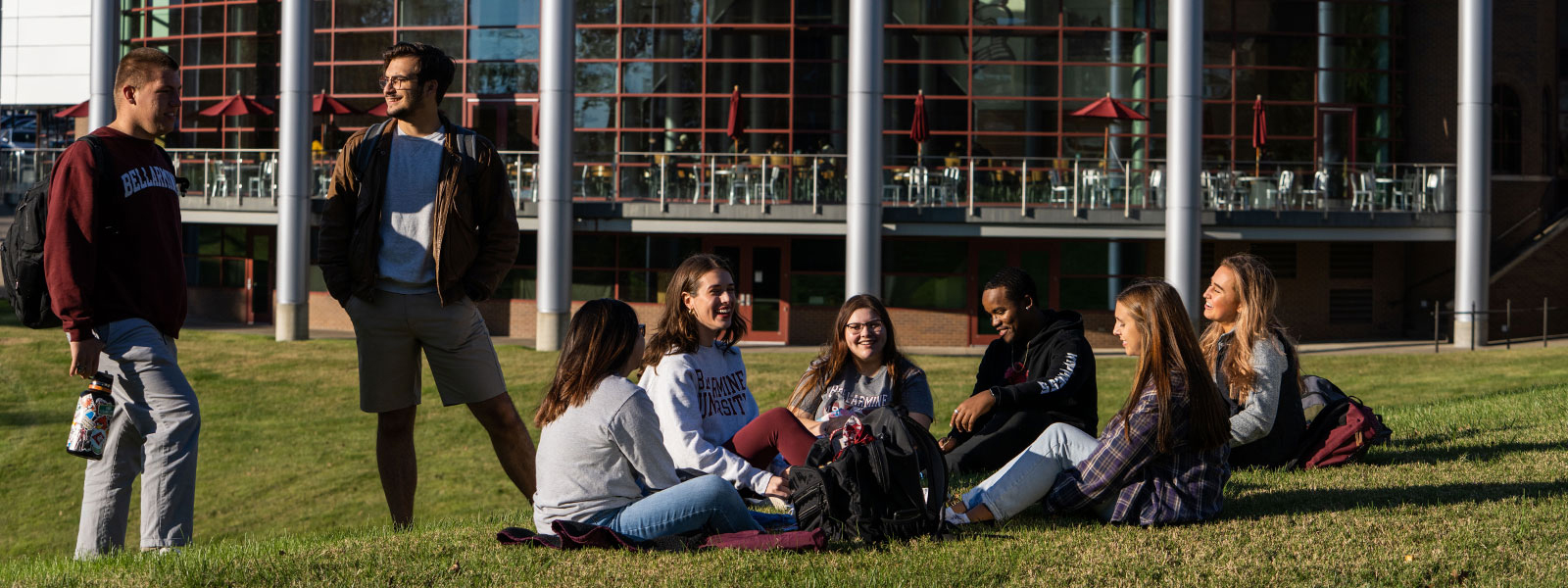 Students in front of Dining Hall