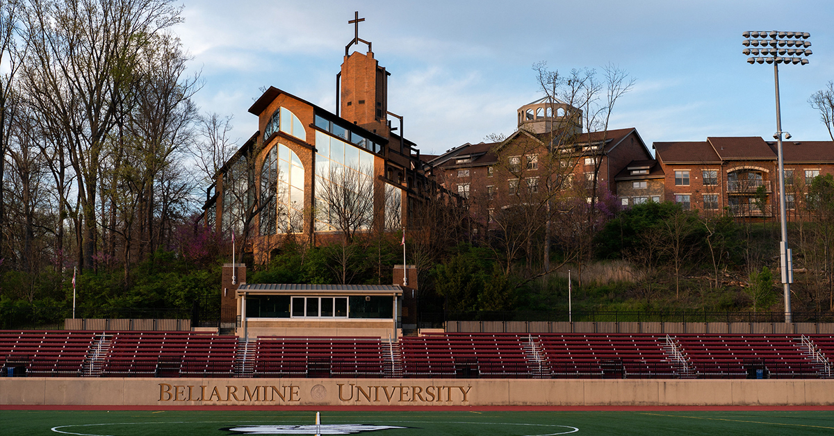 Picture of sports field, chapel and residence halls