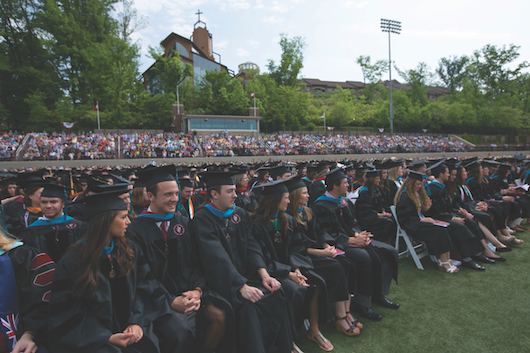 Commencement crowd in Frazier Stadium 2015