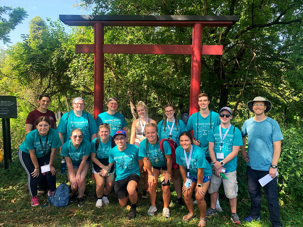 Student volunteers pose for a picture during Knights in Action 2021