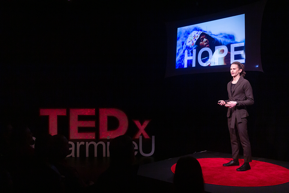 Josh Miller presenting at TEDx Bellarmine