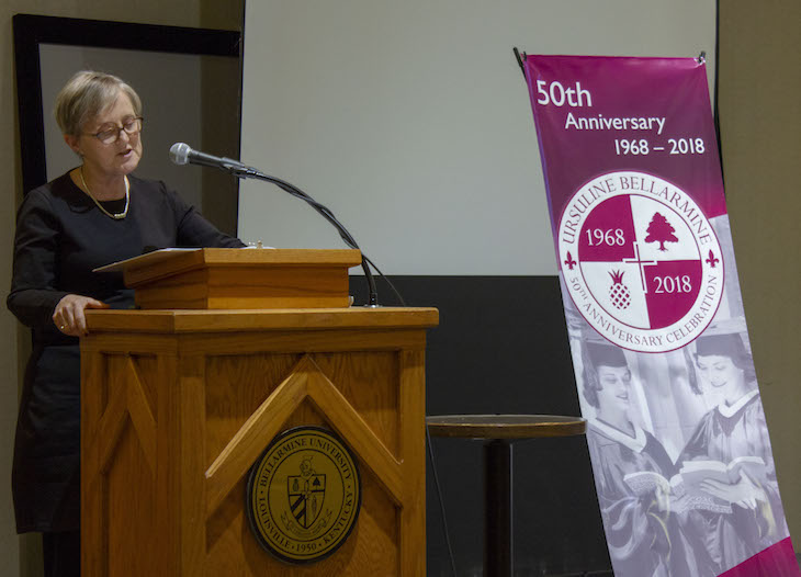 Susan Donovan speaks at terrace dedication 