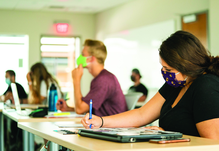Students wearing masks during class