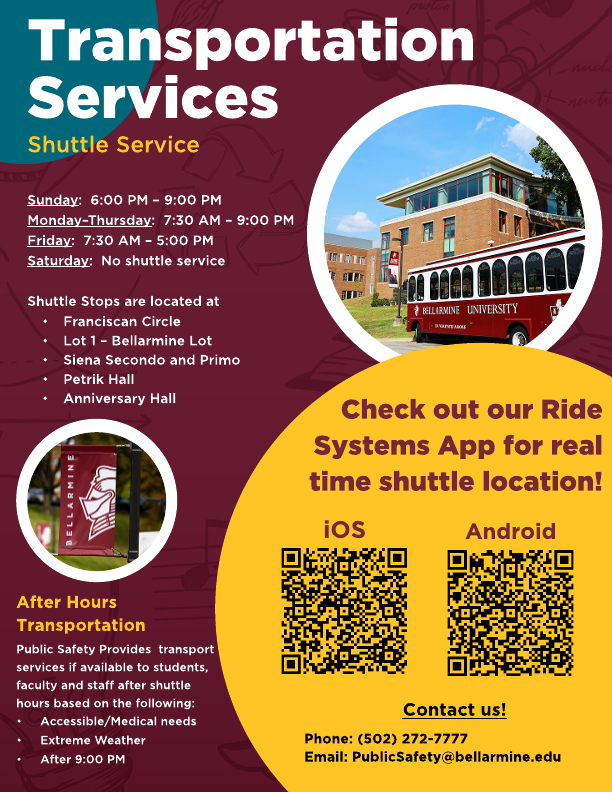 Transportation information from the office of Public Safety
